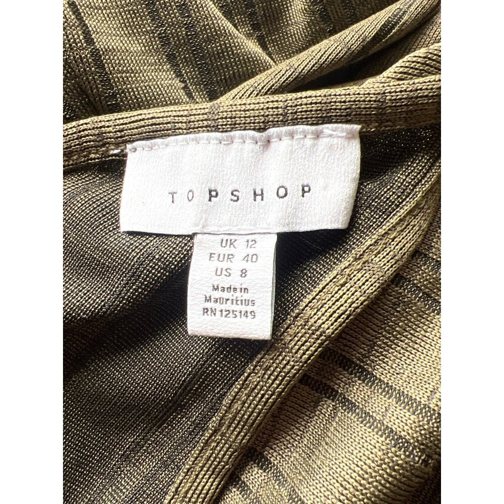 Topshop Midi Sleeveless Knit Dress Womens 8 Brown Plaid Pattern Lace-Up Detail - Picture 4 of 5